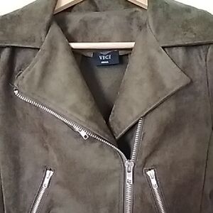 Vici Women's Polyester Suede Olive Jacket